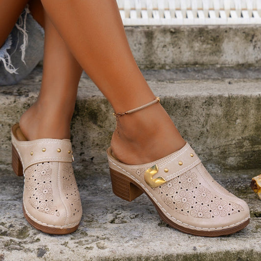 🔥HOT SALE 50% OFF💕Kvinners Slip-On Closed Toe Chunky Sandals